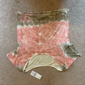 Pink and green tye dye button shirt